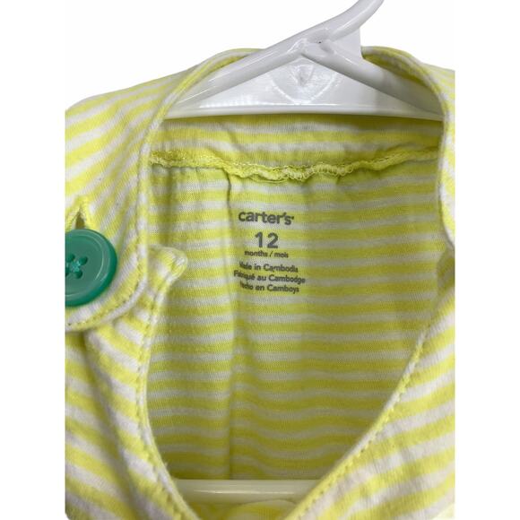 Carter’s Yellow Striped Flamingo One-Piece 12M - Picture 7 of 8